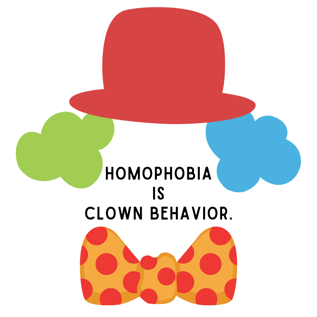 Homophobia is Clown Behavior Sticker